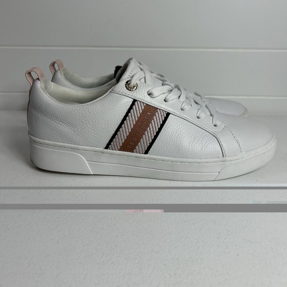 Ted Baker “Bailey Icon” Women’s Classic Leather Tennis Shoes Size 8.5 White